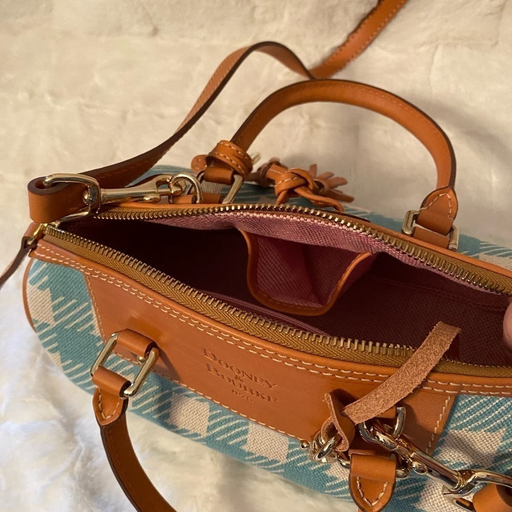 Vintage Dooney & Bourke Mini Domed Tassel Satchel Gingham 9.5”W x 6.5”H X 5”D - Picture 10 of 15
